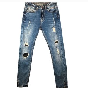 Zara Man Jeans Men's Blue Size 31 Slim Fit Skinny Distressed New with tags